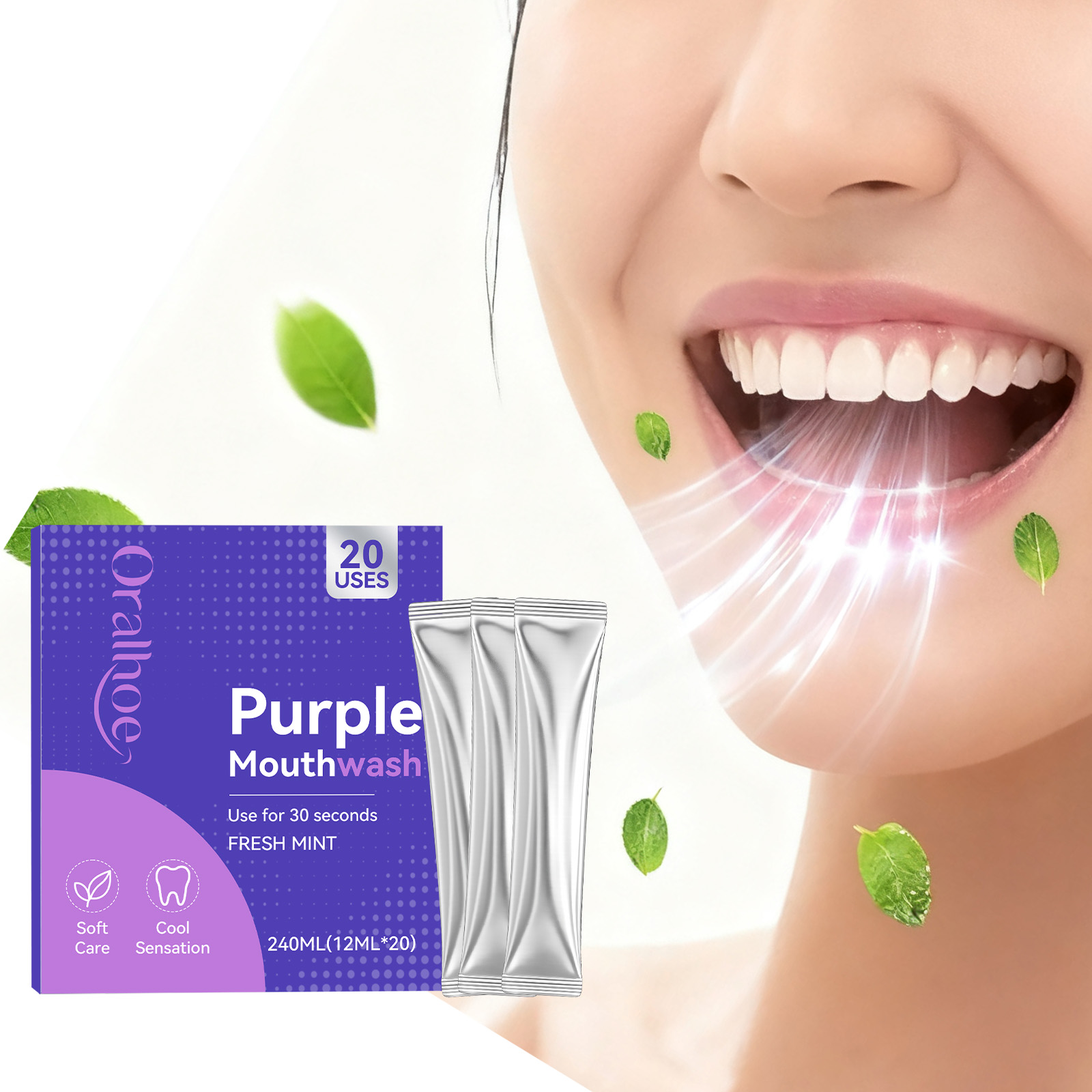 20pcs Purple Mouthwash Teeth W - огляд і ціна Teeth Whitening Mouthwash