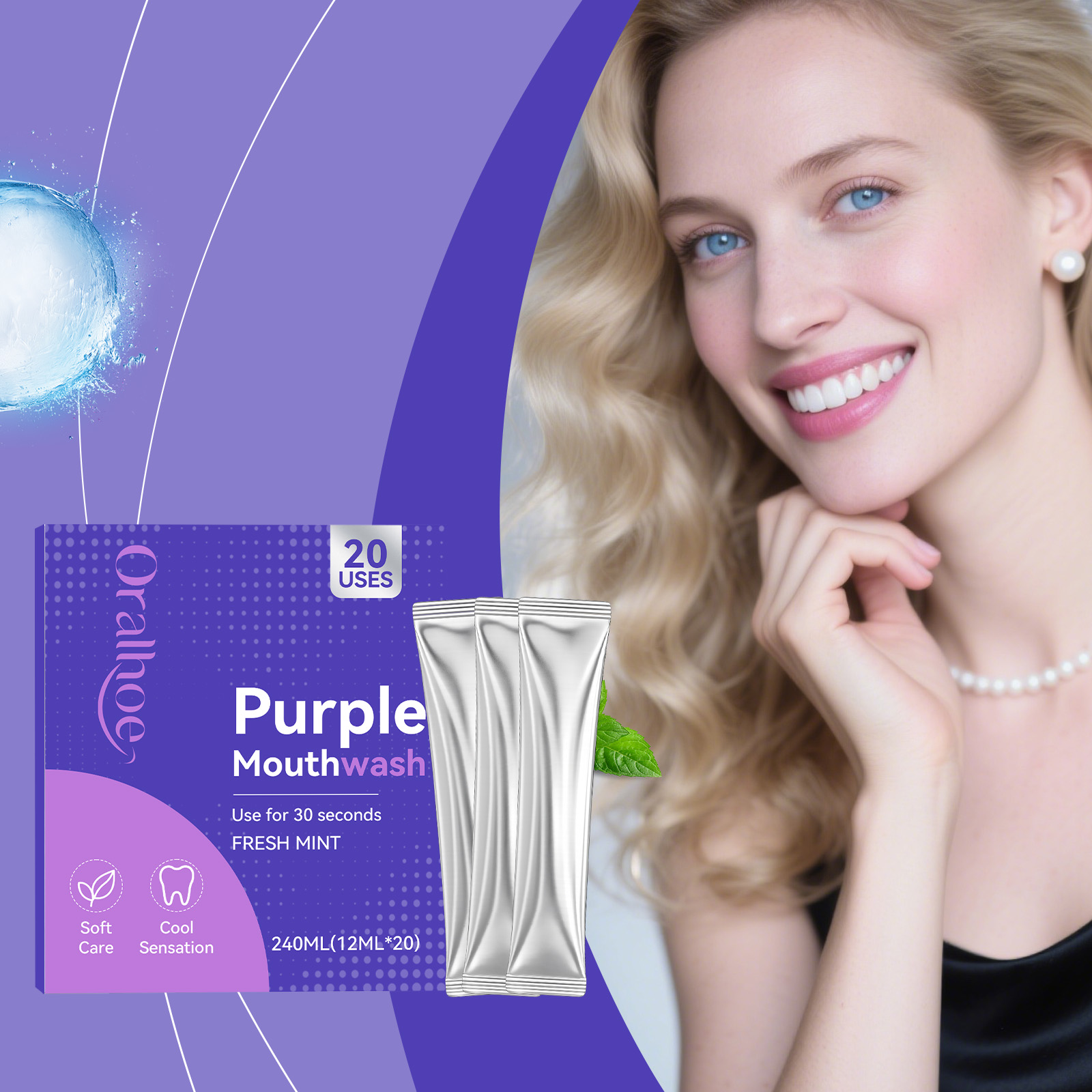 20pcs Purple Mouthwash Teeth W - огляд і ціна Teeth Whitening Mouthwash